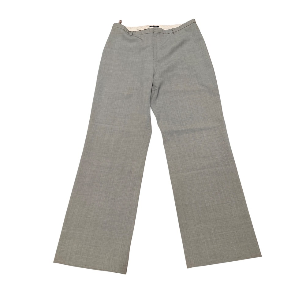 GAP Womens 14R Gray Wool Blend Stretch Wide Leg High Rise Trouser Pants Y2K